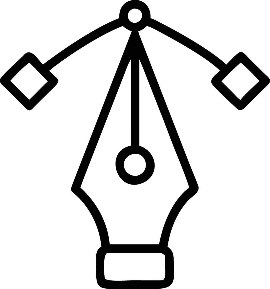 A black and white icon of a pen tool vector