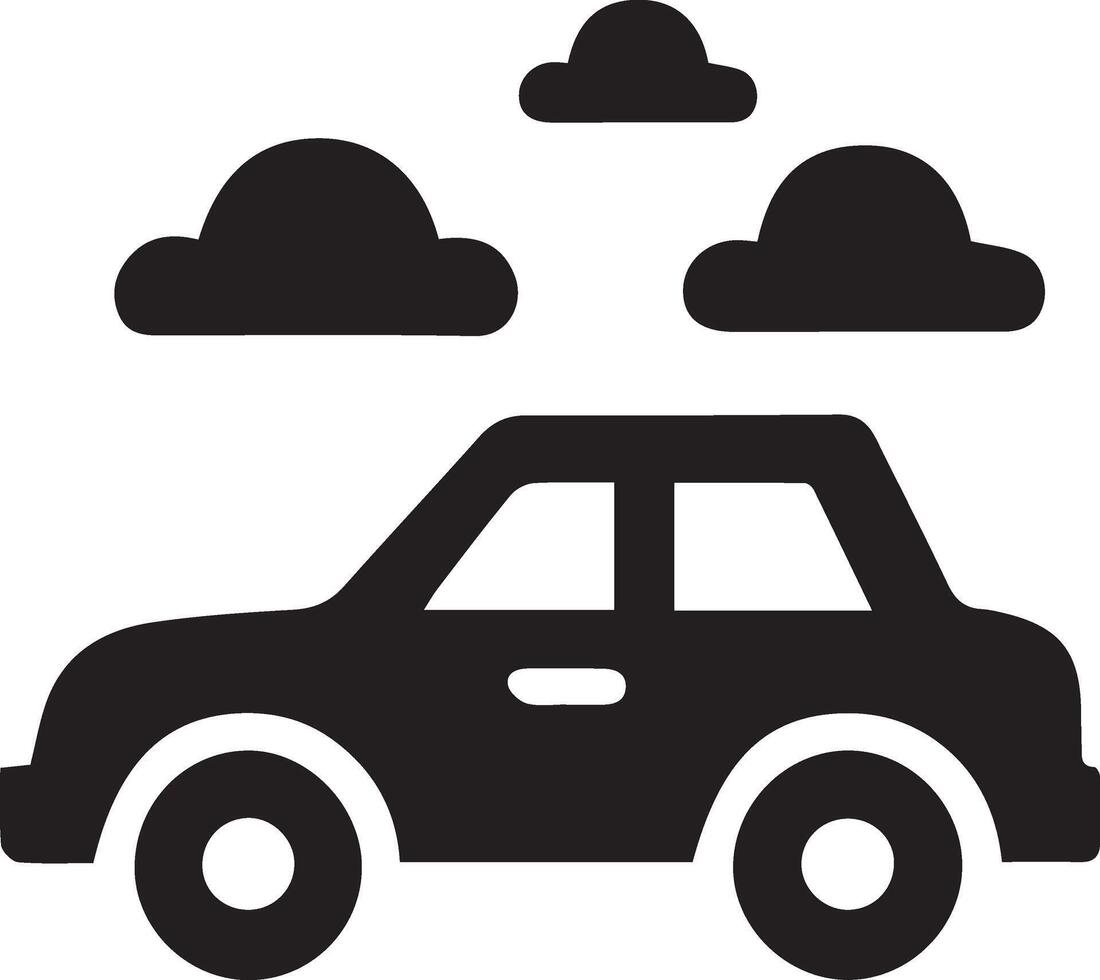 Car icon with clouds and rain vector
