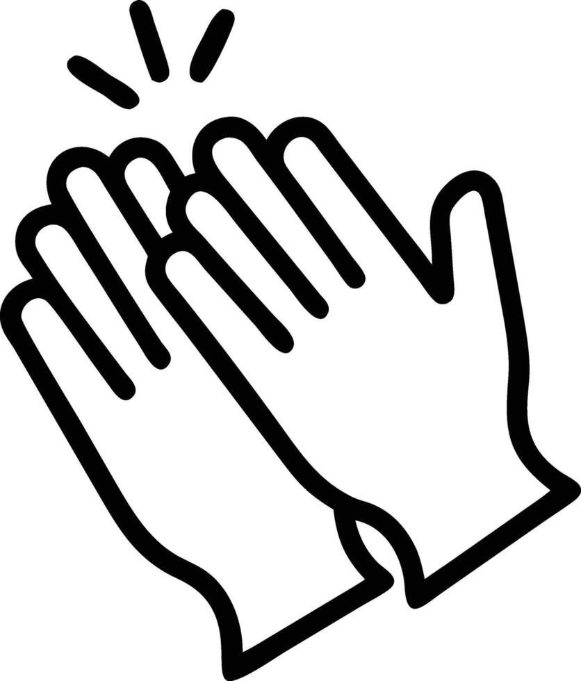 A black and white illustration of two hands clapping vector