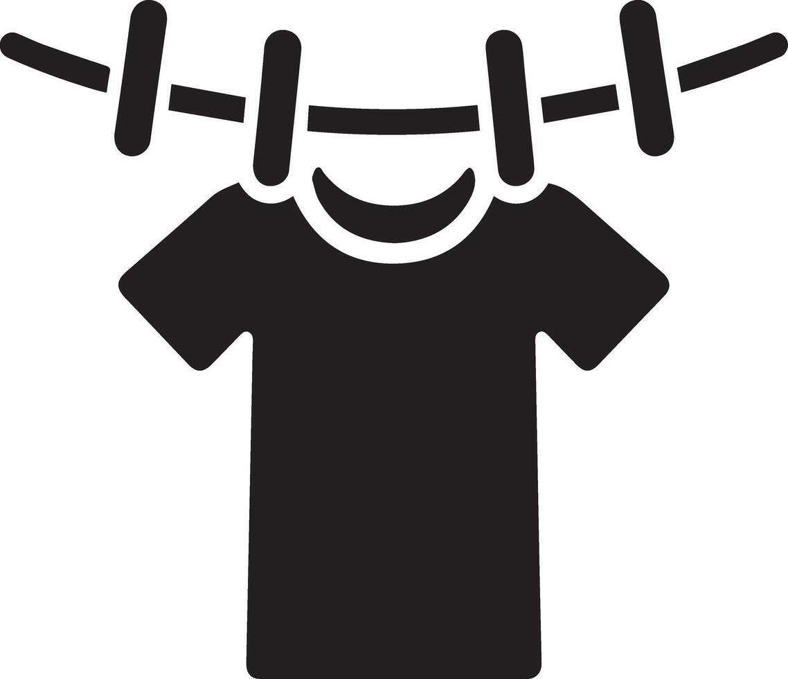 A black t - shirt hanging on a clothes line vector