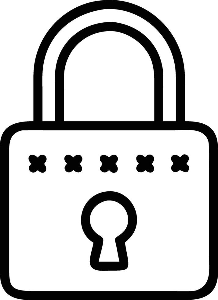 A black and white illustration of a padlock vector
