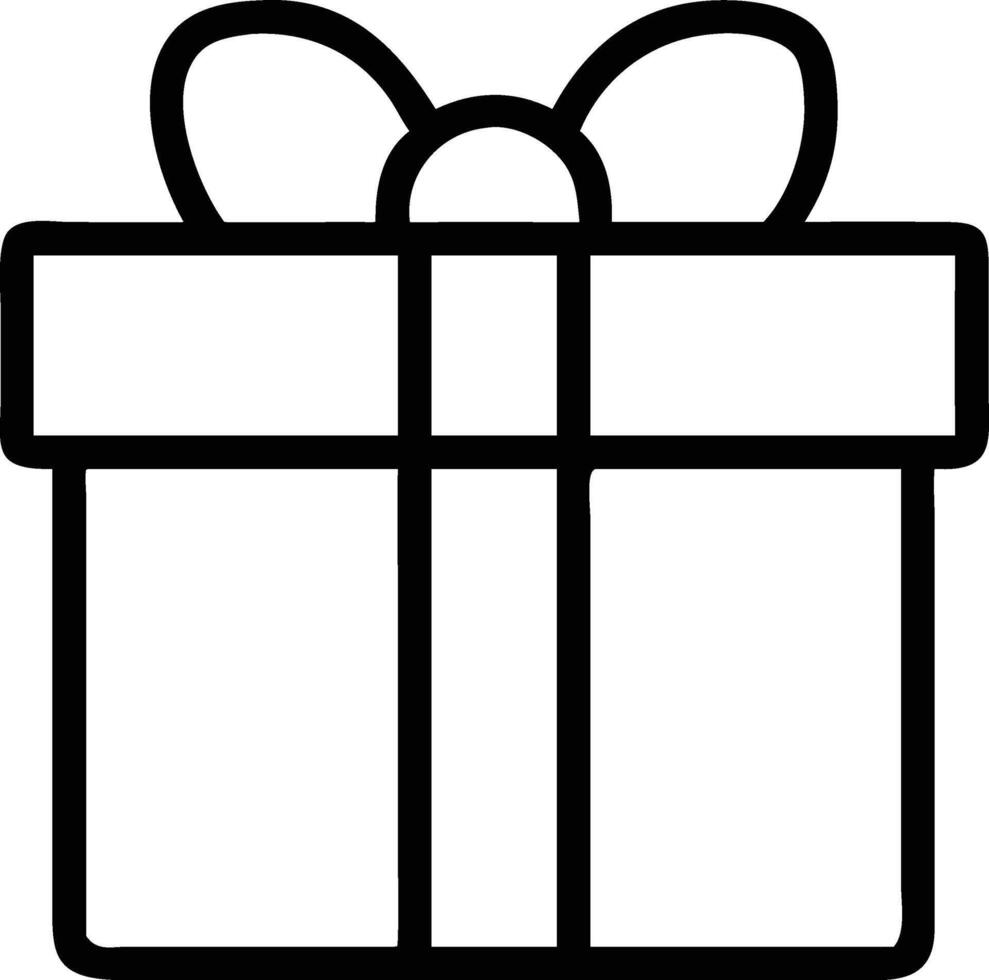 A black and white drawing of a gift box vector