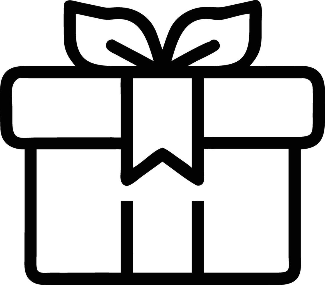 A black and white gift box with a bow vector
