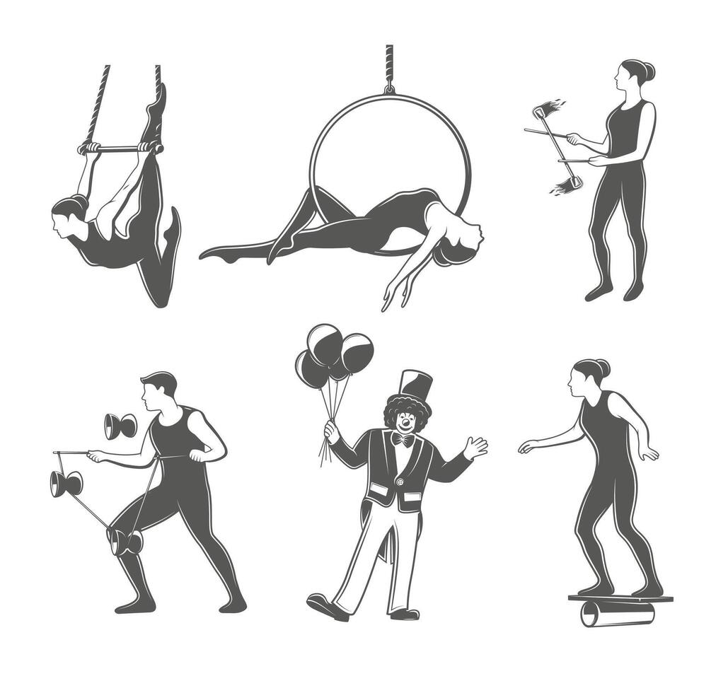 Set of elements of the circus isolated on white background vector