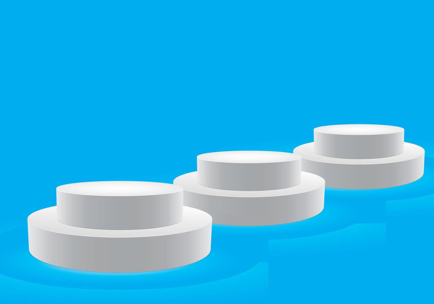 Modern Cylindrical Podiums on Blue Backdrop vector