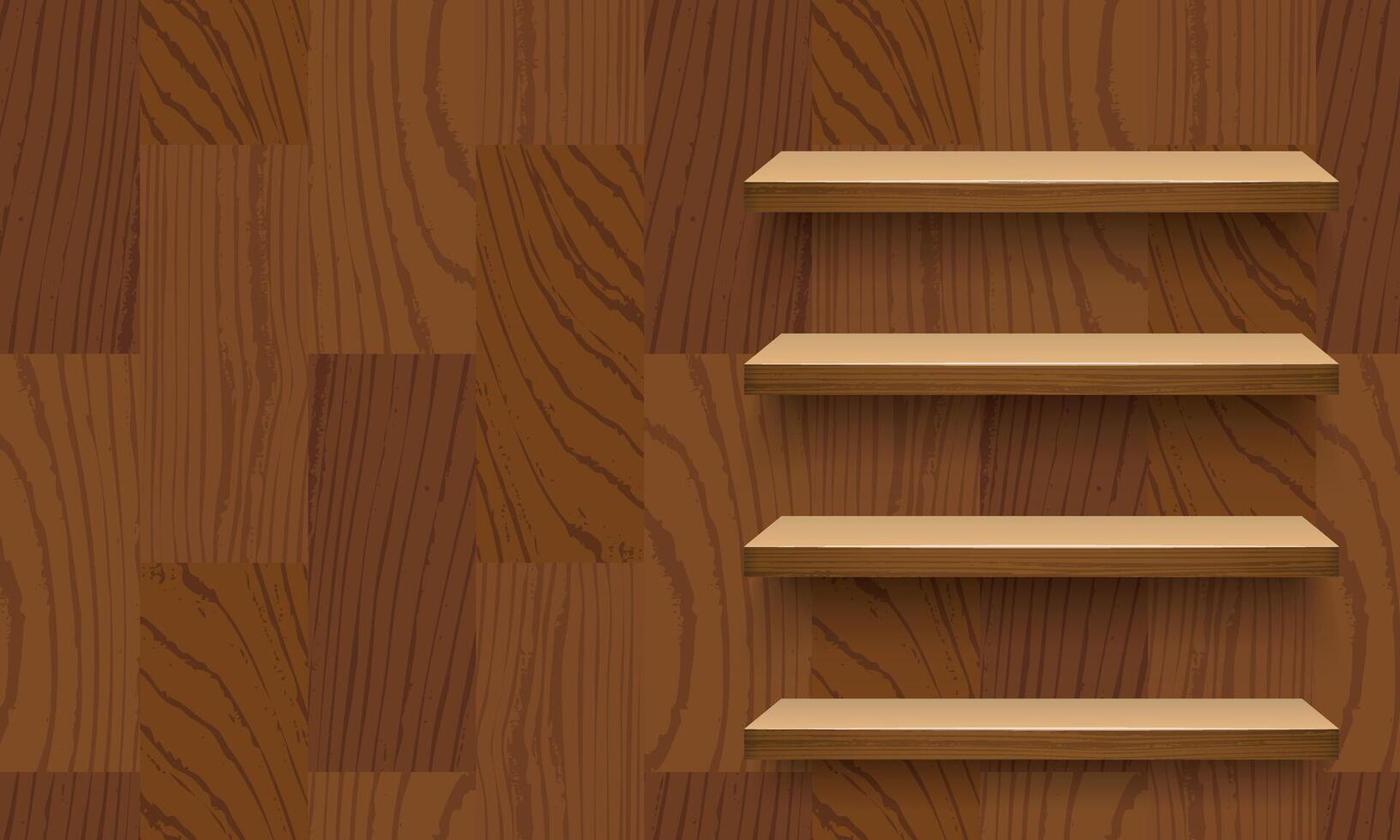 Wooden Wall Shelves with Brown Texture vector