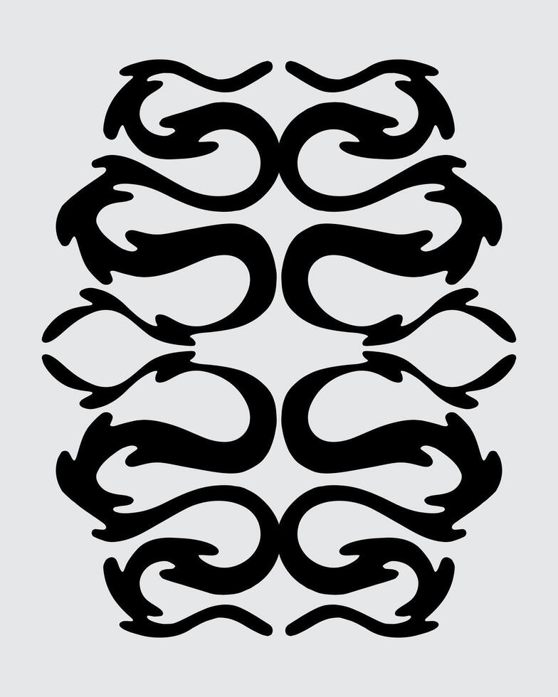 Ethnic symmetrical curve motif singel pattern clip art ceramic clothing fashion fabric textile design editable vector
