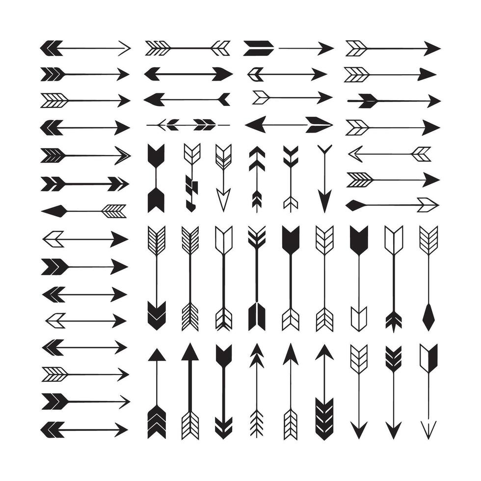 Arrow icon set isolated. Arrows set of 100 black icons. Black arrows icons. Modern simple arrows. vector