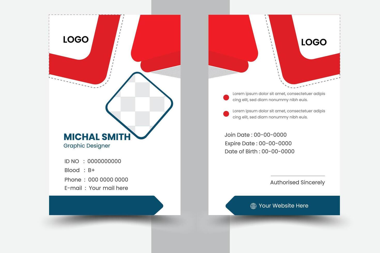 Modern ID card design template. Employee identity card design. Creative and clean corporate business card template, Luxury and elegant business card design template vector