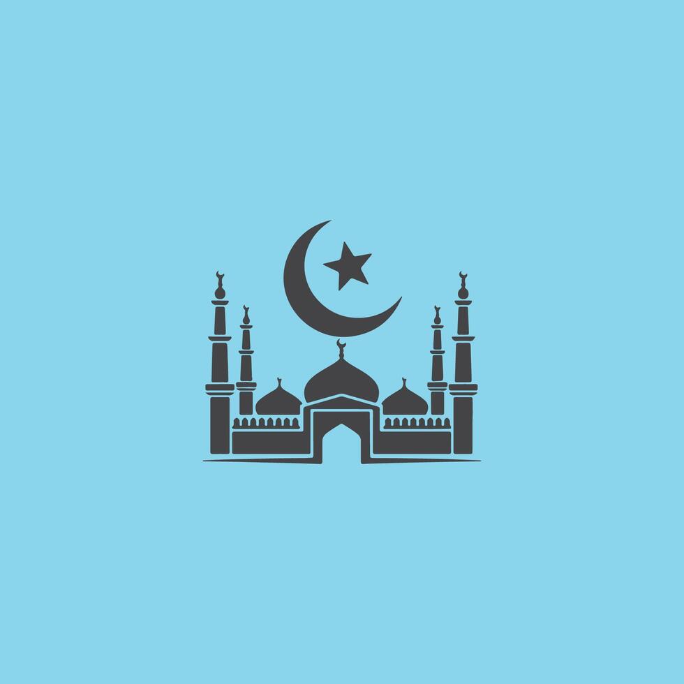 Simple minimalist luxury dome mosque building logo icon silhouette. Mosque architecture art logo design. vector