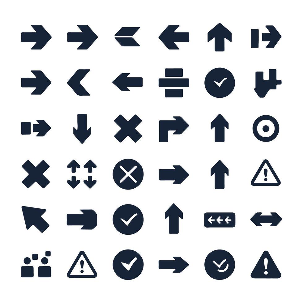 Arrow icon set isolated. Arrows set of 100 black icons. Black arrows icons. Modern simple arrows. vector