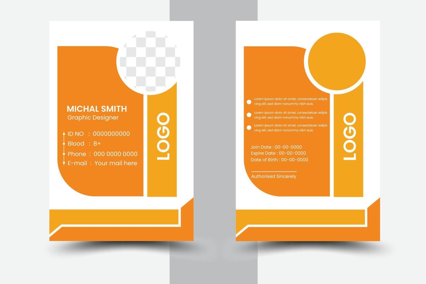 Creative and clean corporate business card template, Luxury and elegant business card design template. Modern ID card design template. Employee identity card design. vector
