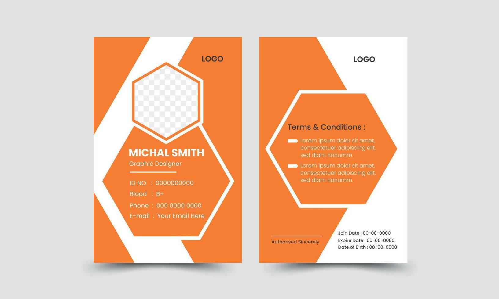Modern ID card design template. Employee identity card design. Creative and clean corporate business card template, Luxury and elegant business card design template vector