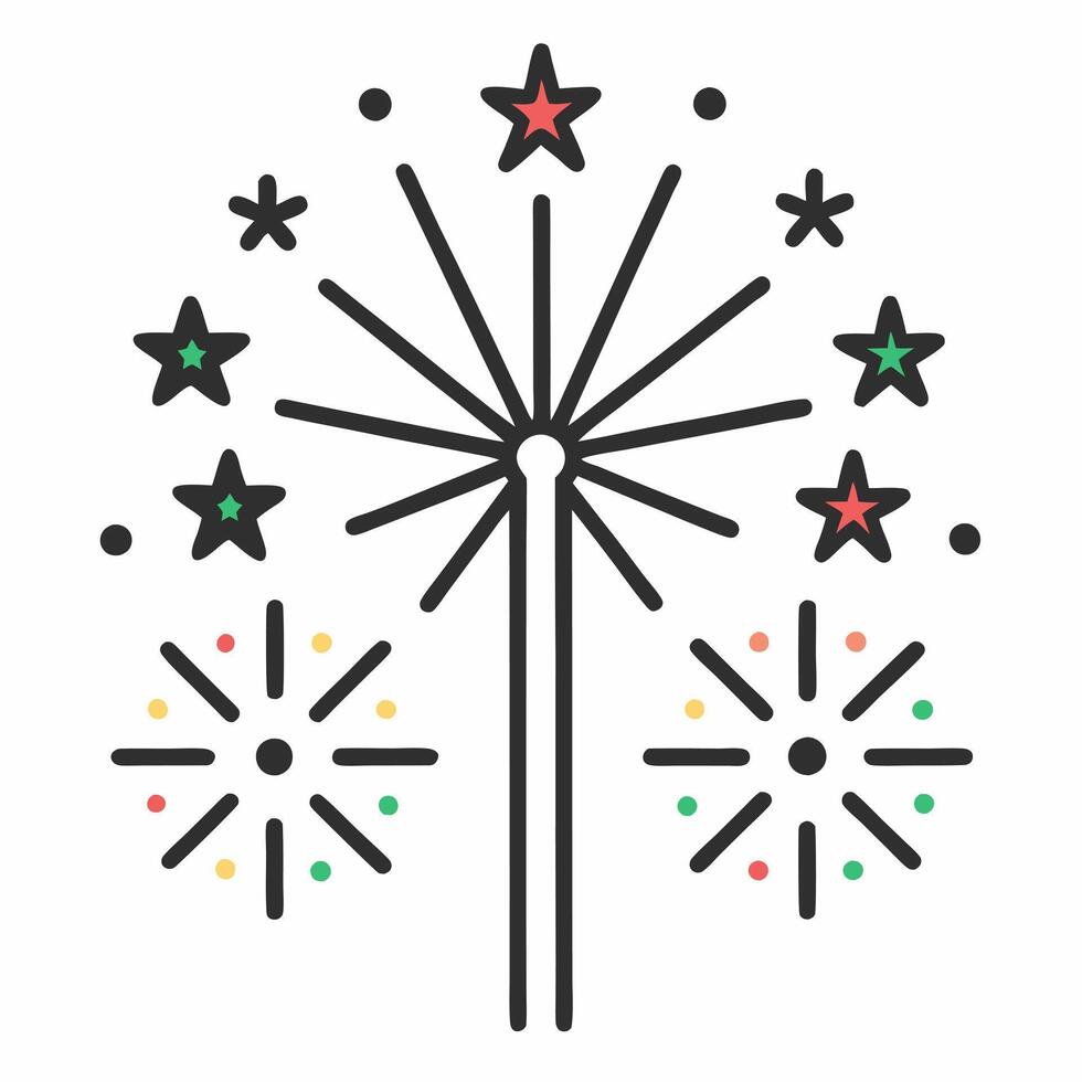 Fireworks line icon logo for event service illustration vector