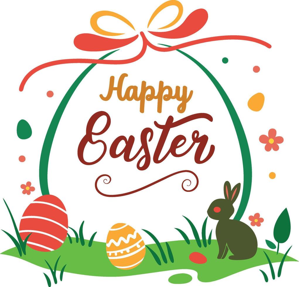 Easter Typography Design with Ribbon Elements vector