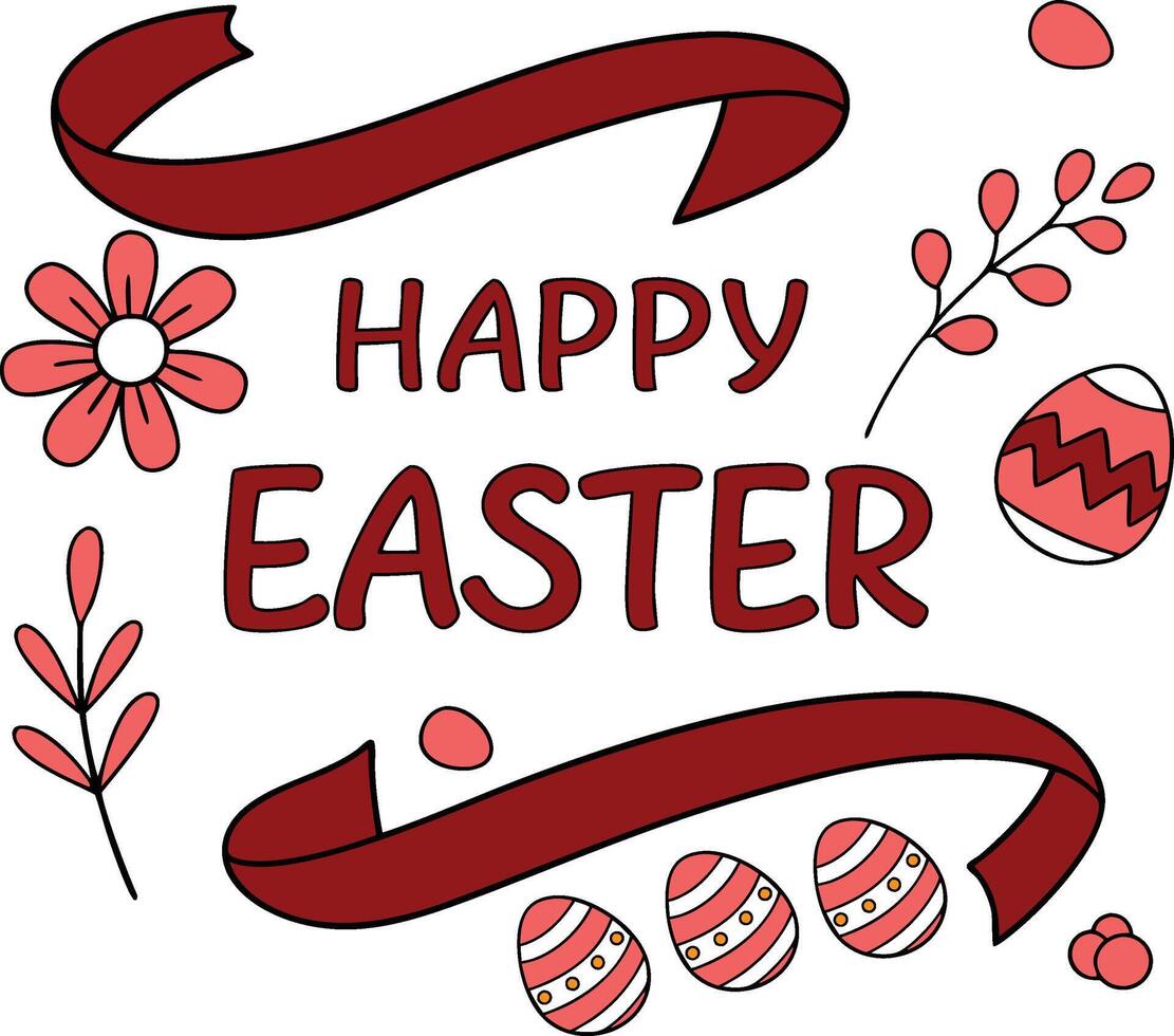 Creative Happy Easter Ribbon Design vector