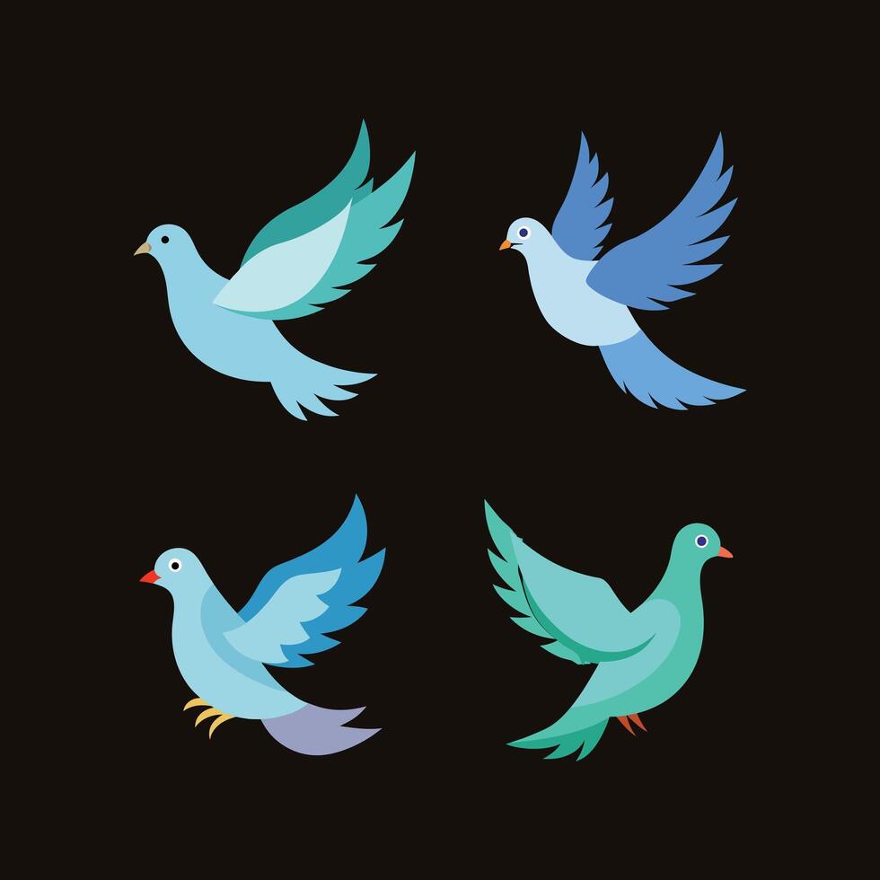 Dove Birds Cartoon Illustration vector