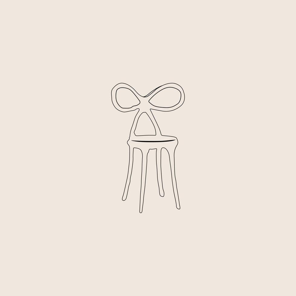 Chair with bow. Abstract chair line art furniture interior logo design with flat graphics. Modern chair sofa furniture. vector