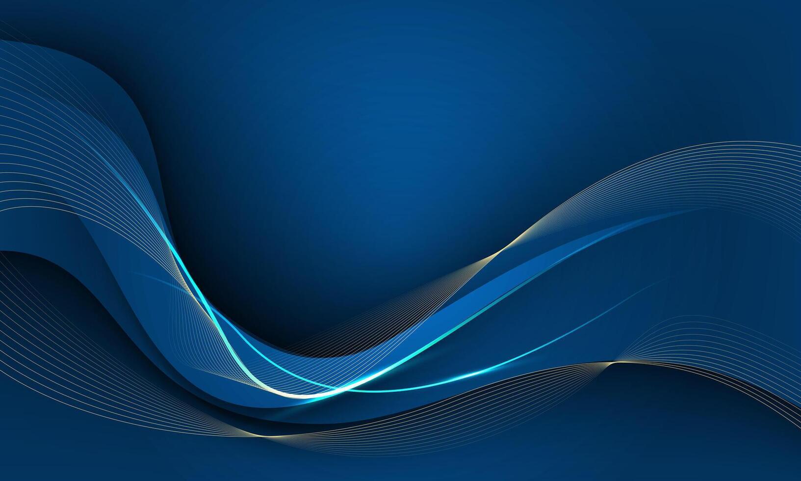 Abstract blue gold light luxury wave curve with blank space for text place design modern creative background vector