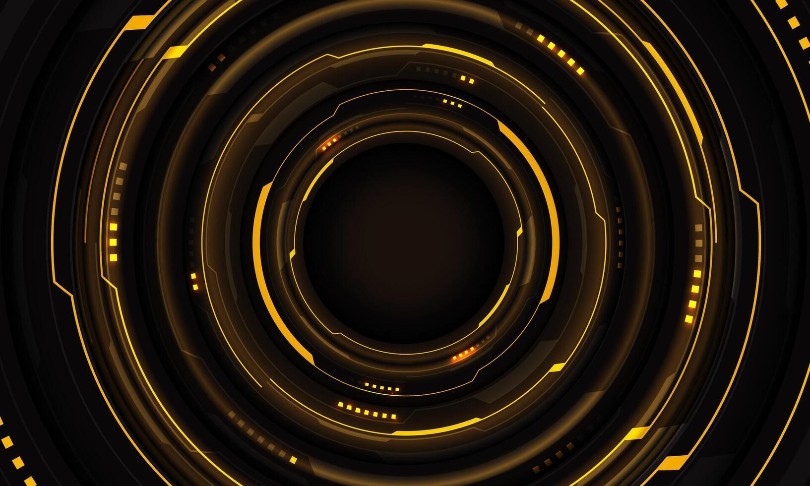 Yellow light grey cyber line circle system technology futuristic design modern creative on black background vector