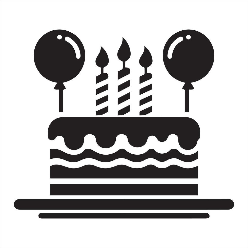 Minimalist Birthday Cake Icon Art vector