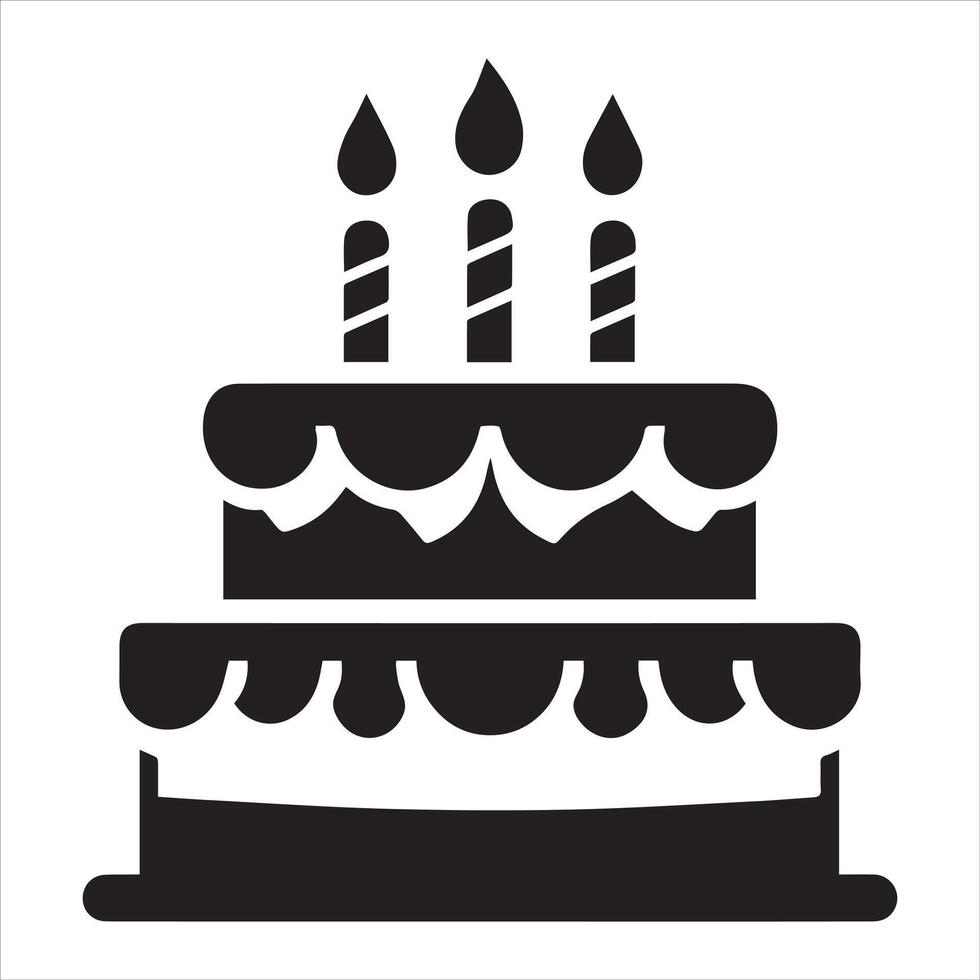 Elegant Birthday Cake Silhouette vector
