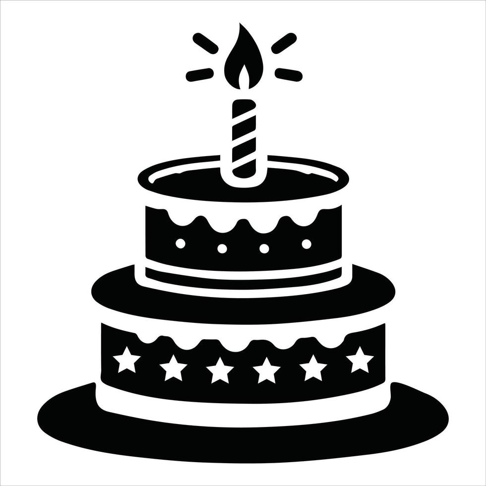 Stylized Birthday Cake Silhouette Design vector