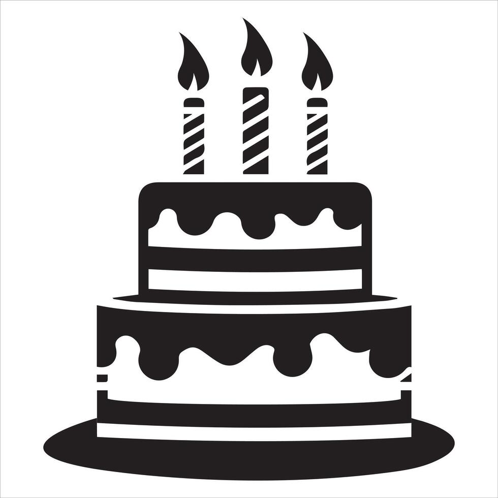lassic Birthday Cake Silhouette Drawing vector