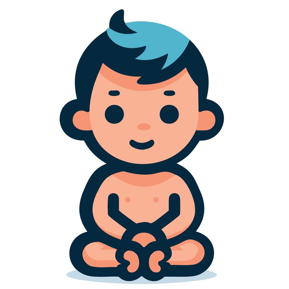 A cartoon baby sitting on the floor vector