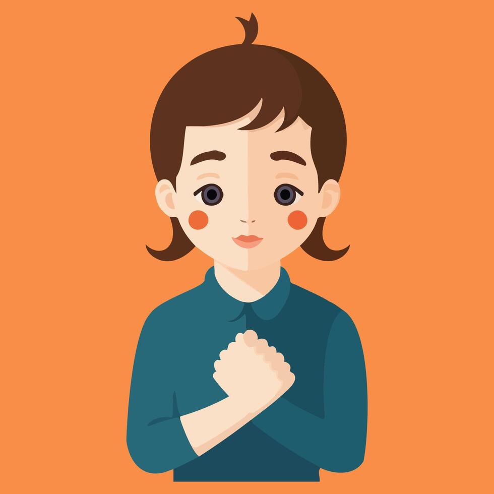 A woman with her hands folded in prayer vector
