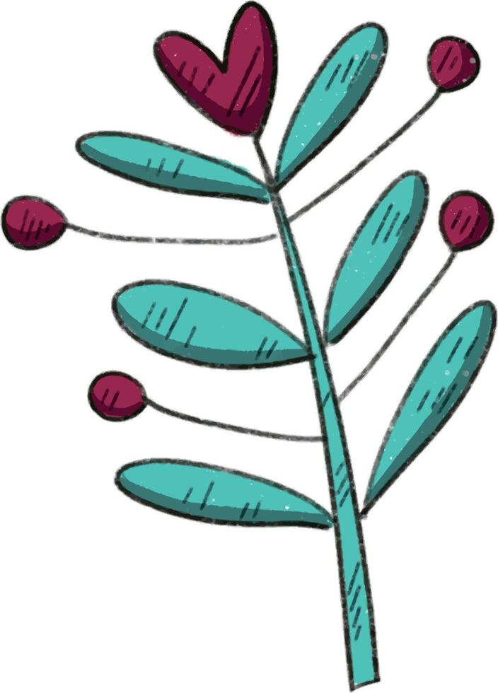 valentine's day hand drawn cute plant. 14 february decor element vector