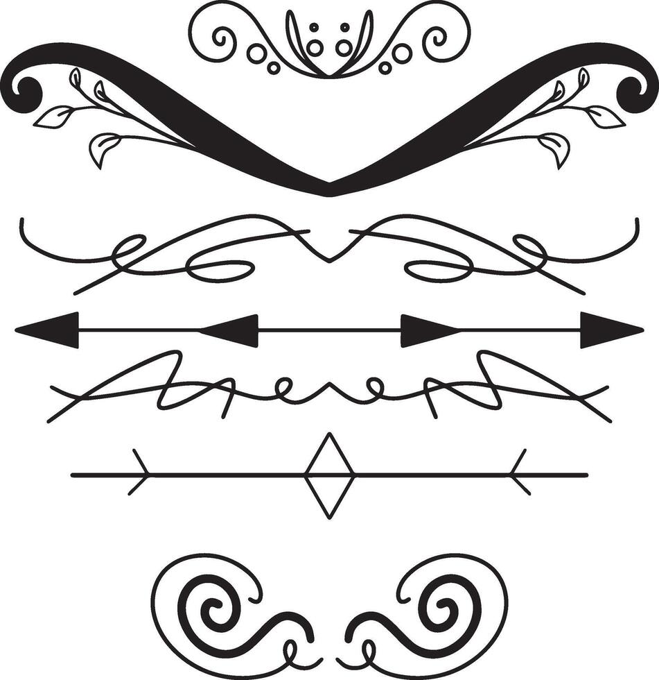 decorative isolated design elements underline arrows and signs vector