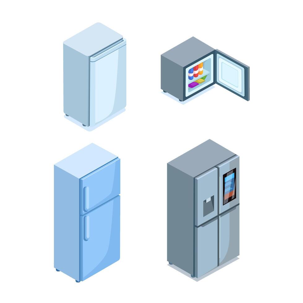Refrigerator Isometric Collection Illustration vector