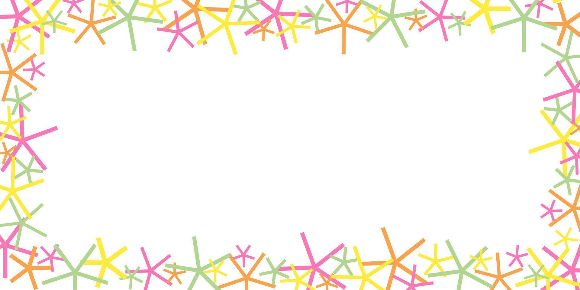Colorful star border frame isolated on white background. Abstract geometric shape texture. vector