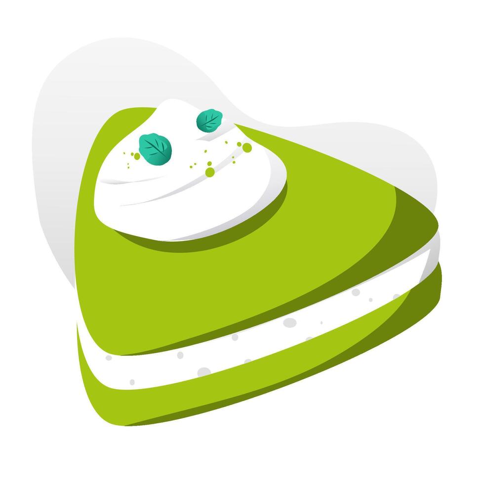Slice of matcha cake illustration vector