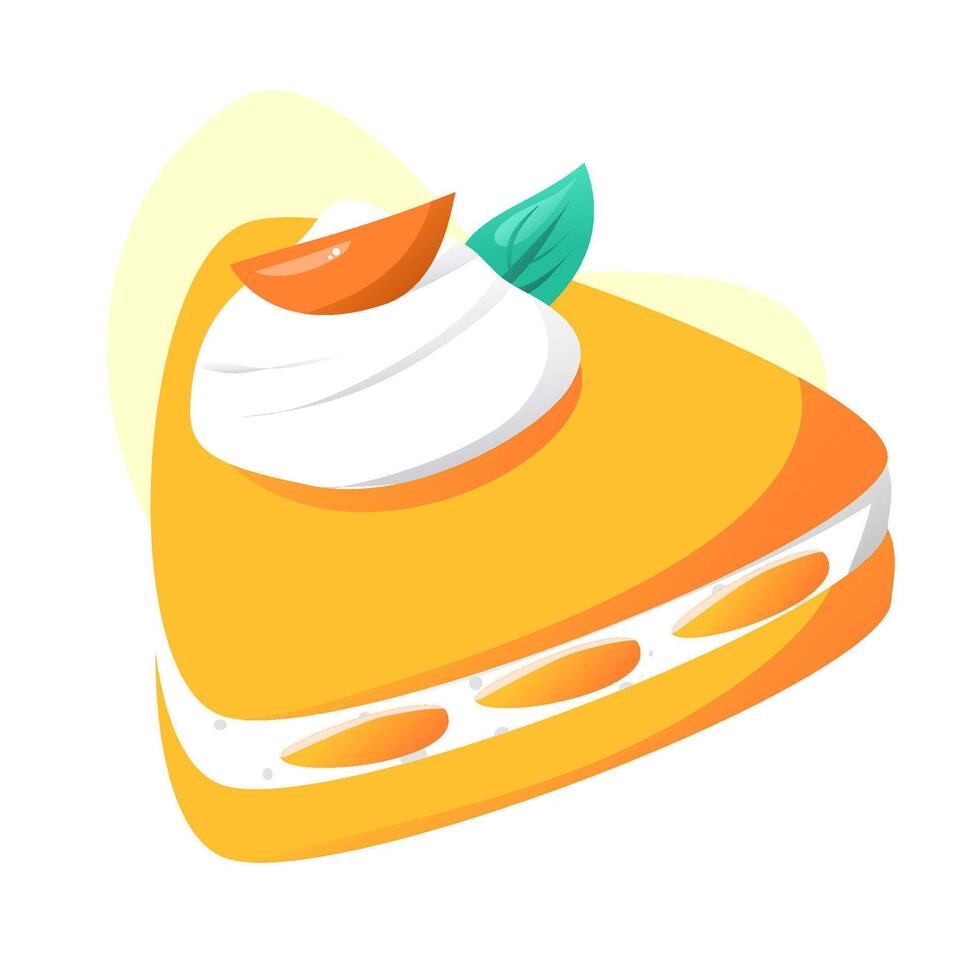 Slice of orange cake with cream vector