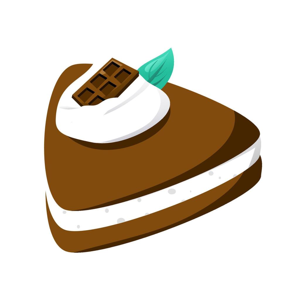 Slice of chocolate cake ith cream vector