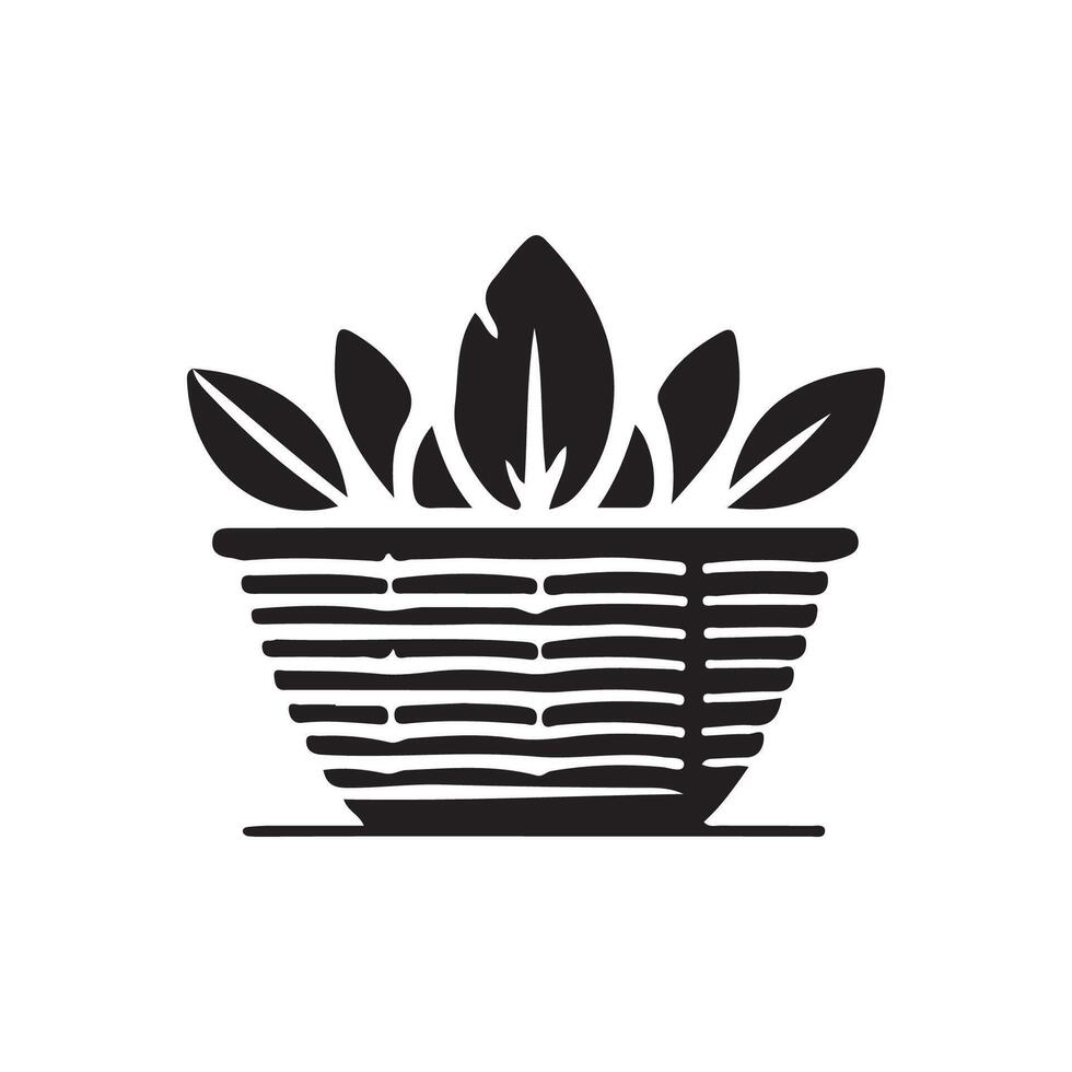 Indoor houseplants in basket vector