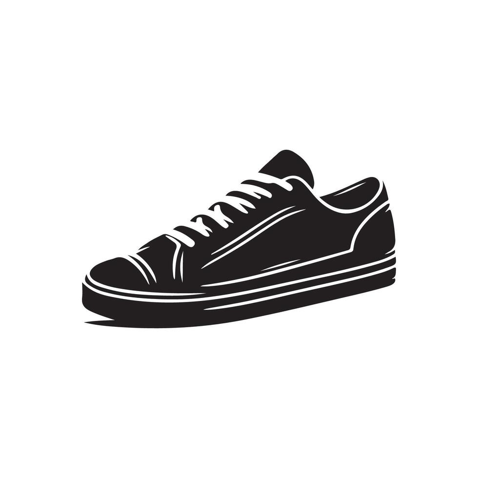 black and white sneakers vector