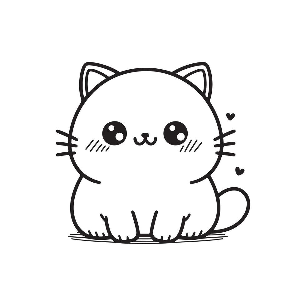 line art of a cute cat vector