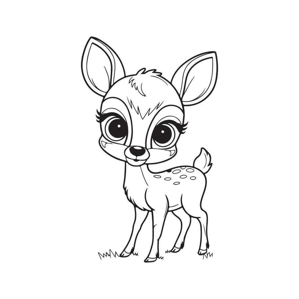 line art of a cute dear vector