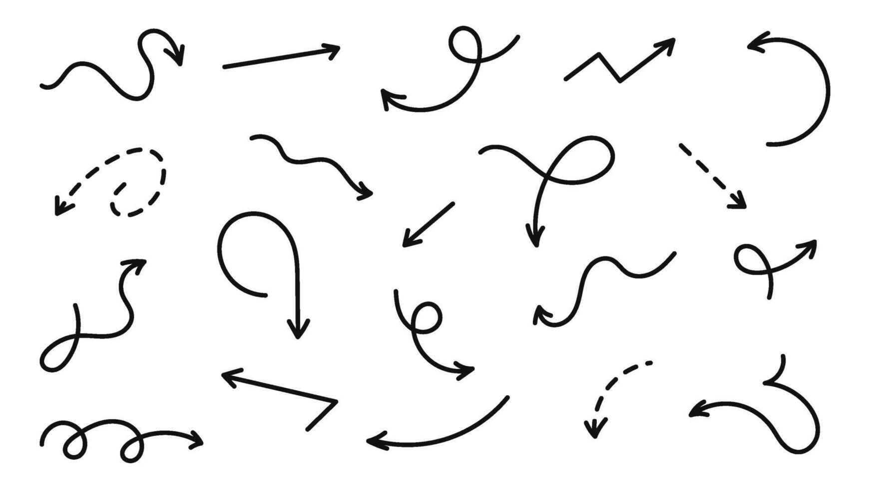 A Unique Collection of HandDrawn Black Arrows in Different Artistic Styles and Designs vector