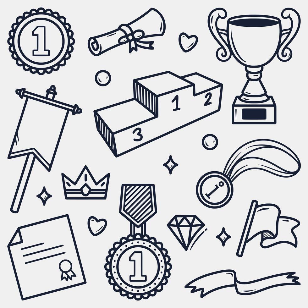 award doodle element hand drawn vector