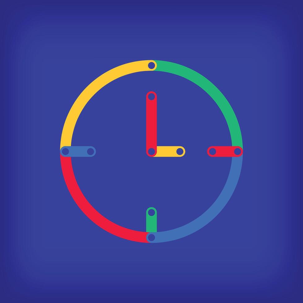 Colored linear clock icon design. Color line transitions with unique tutorial educational design. vector