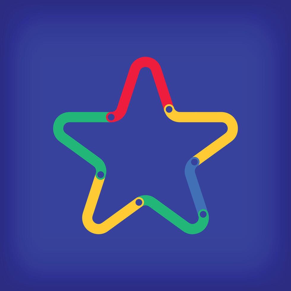Colored linear star icon design. Color line transitions with unique tutorial educational design. vector