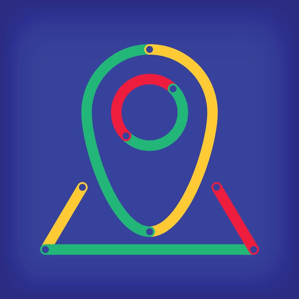 Colored linear location icon design. Color line transitions with unique tutorial educational design. vector