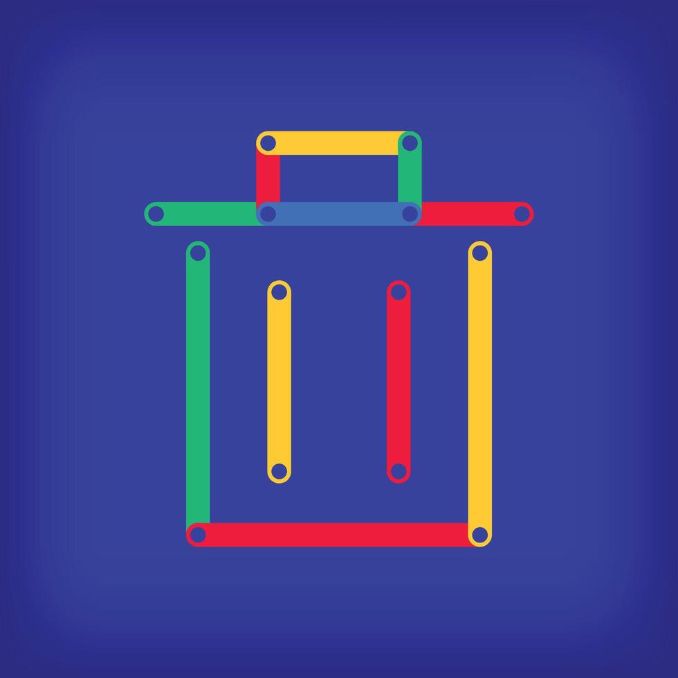 Colored linear trash icon design. Color line transitions with unique tutorial educational vector