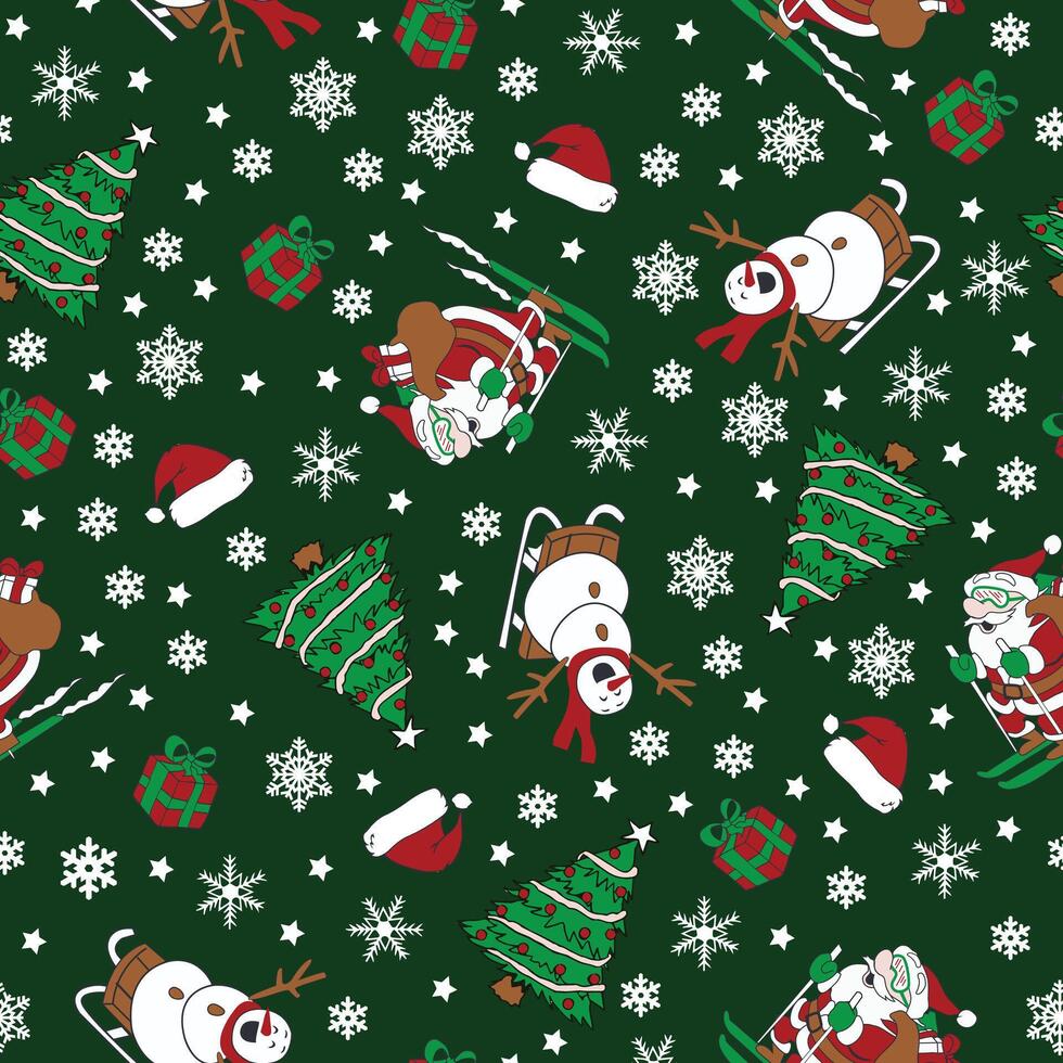 Hand drawn flat christmas pattern design vector
