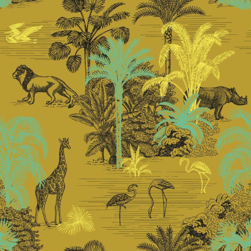 Tree and animals pattern vector