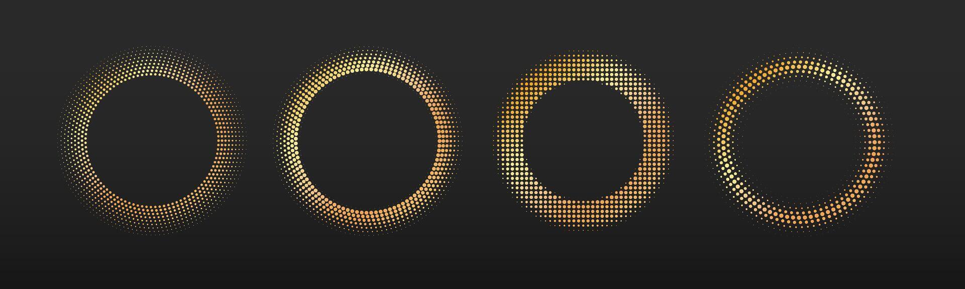 Dot luxury frame design. Circle gold half tone border vector